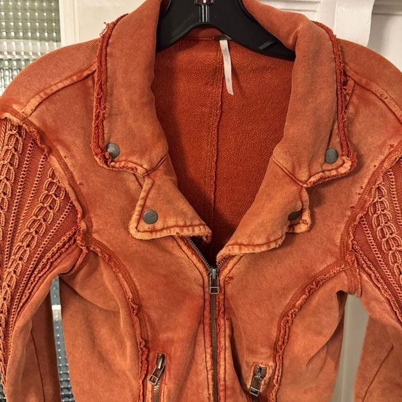 Free People Women’s Ruffle Moto Sweater Jacket Knit Double Breasted Sz S/P - Picture 5 of 13